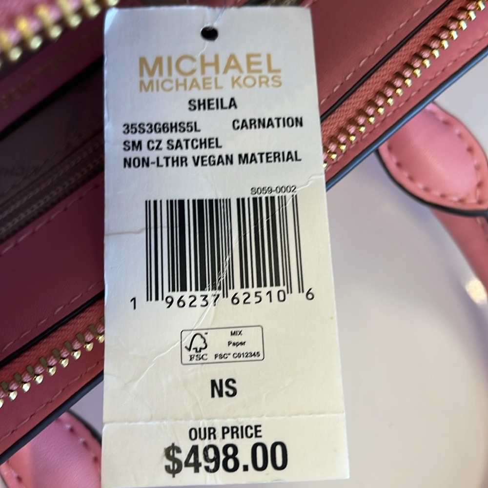 MICHAEL KORS
Sheila Small Faux Saffiano Leather Satchel Crossbody 
Carnation
NWT - Picture 10 of 16